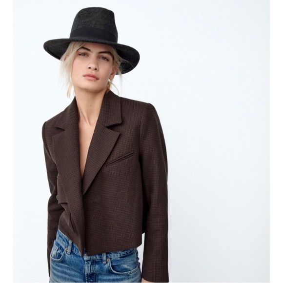 Zara GrayWide Brim Hat w/Black Ribbon Trim Sz Small - NWT